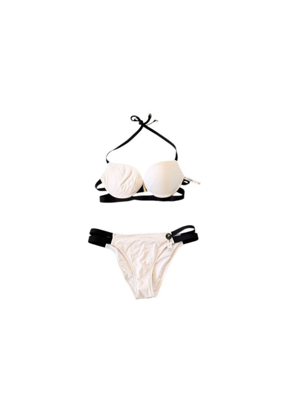 Victoria's Secret Archives Essential Banded Push-Up Bikini White Black NEW